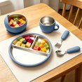 thumbnail image 5 of Lunxisen 1 Pcs Stainless Steel Suction Cup Fork And Spoon Set Toddler Self Feeding Utensils Non Silicone Suction Plate For Mealtime, 5 of 9