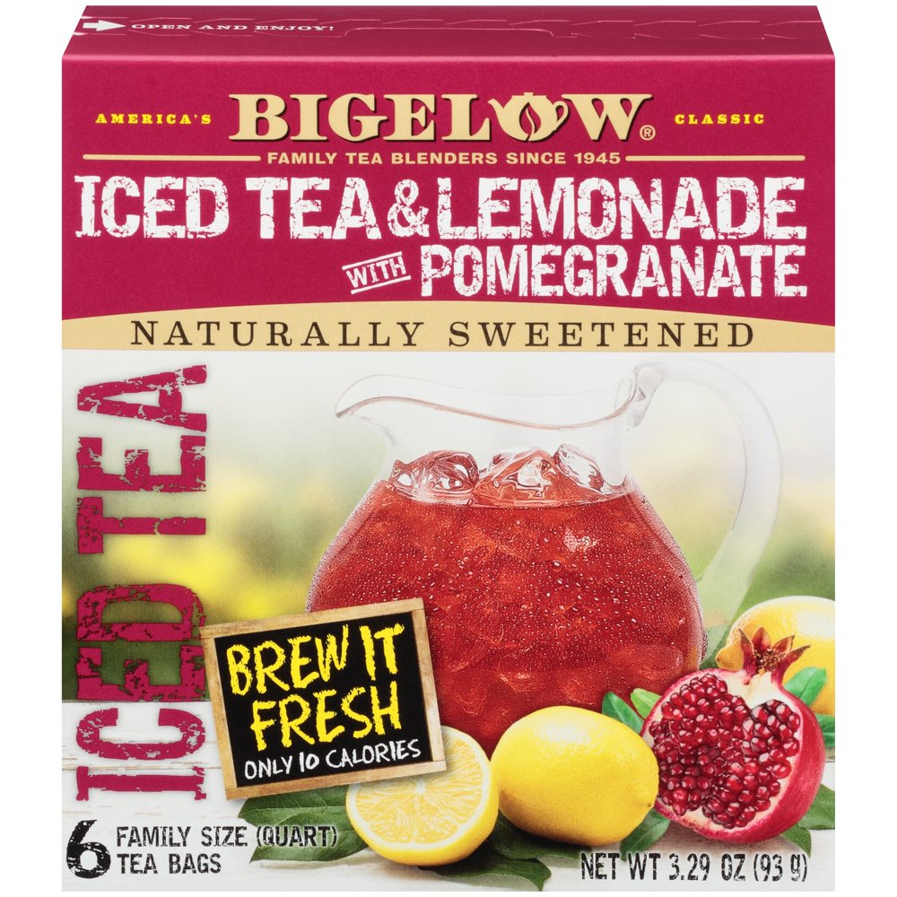 Bigelow Tea Half & Half Iced Tea Lemonade With Pomegranate 6 Tea Bags