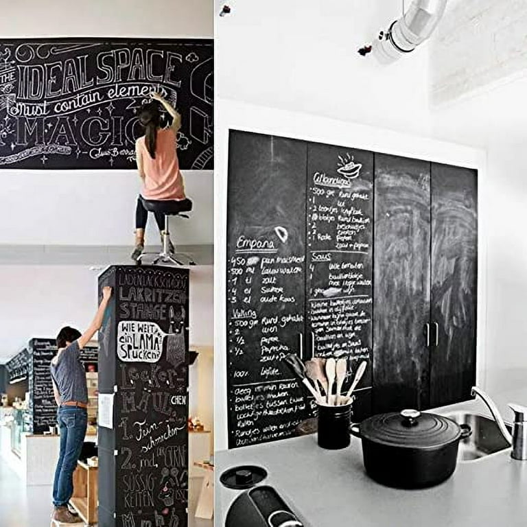 Chalkboard Wallpaper,Large Chalkboard Wall Sticker,Self Adhesive DIY  Contact Paper Roll,Chalk Wallpaper Peel and Stick for Home Office Classroom  Cafe