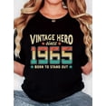 thumbnail image 1 of Women'S T-Shirt, "Colorful 1965 Stars" Print, Retro Minimalist Fashion, Round Neck, Casual Comfort, Sports Short Sleeve T-Shirt, 1 of 6