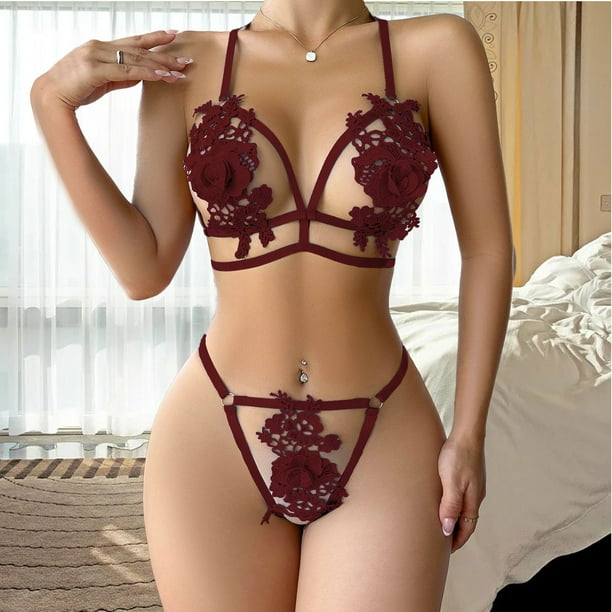 Gibobby Lenceria mujer sexy Conjunto De Lenceria Erotica Ropa Interior Sexy para Mujeres Encaje Mujeres Lenceria Cuello en V Ropa de Dormir RD2 M Walmart en linea