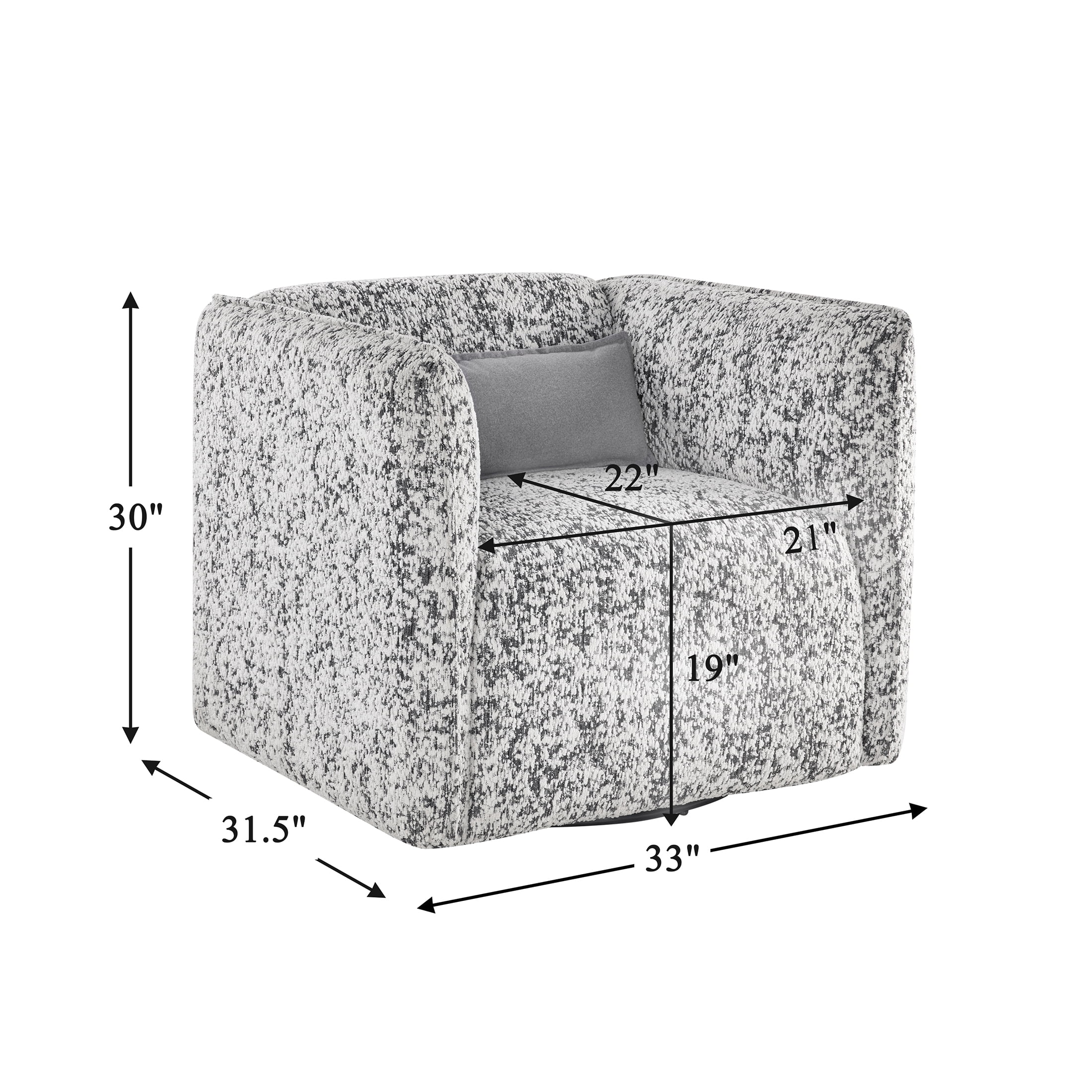 OakvillePark Dawnwillow Jacquard Swivel Chair with Lumbar Pillow, Gray