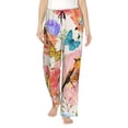thumbnail image 2 of Goofa Flowers And Birds Watercolor Printed Soft Pajama Pants for Women, Wide Leg Comfy Casual Lounge Yoga Pants-Large, 2 of 9