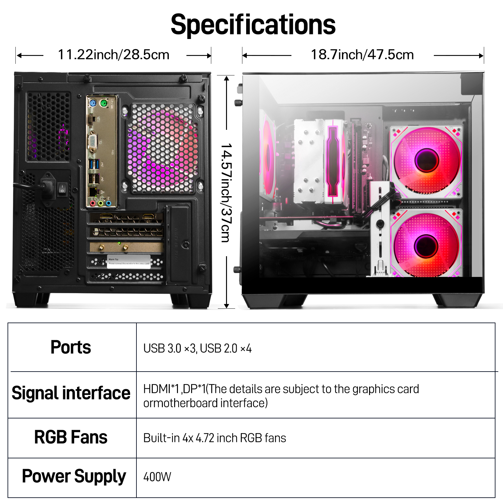 WIWB Gaming PC, Ryzen 5 5500, RX 6500 XT 4GB, 16GB DDR4, 1TB SSD, WiFi 6, 1080p Esports