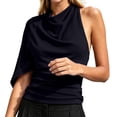 thumbnail image 2 of Dolkfu Elbow-Length Summer Tops for Women 2026 Black Refreshing Halter Pull-on Blouses & Tops Modern Romance Solid Black,L, 2 of 6