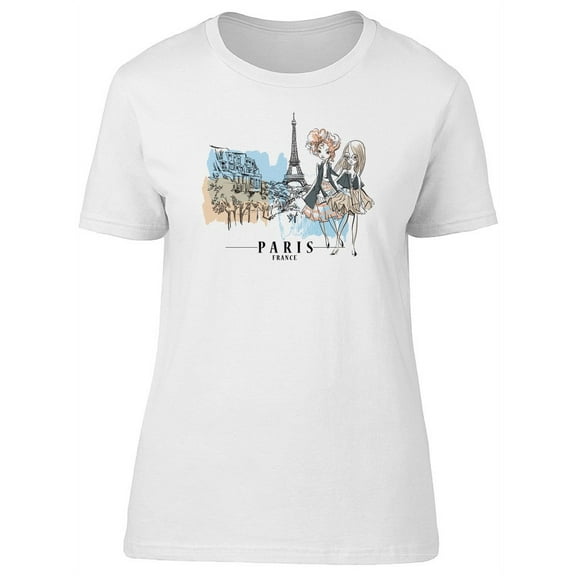 Cute Fashion Girls In Paris T-Shirt Women -Image by Shutterstock, Female Small