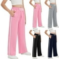 thumbnail image 2 of Fengactive Little Boy Girls Wide Leg Sweatpants Elastic Waist Drawstring Casual Loose Jogger Pants with Pockets, 2 of 7