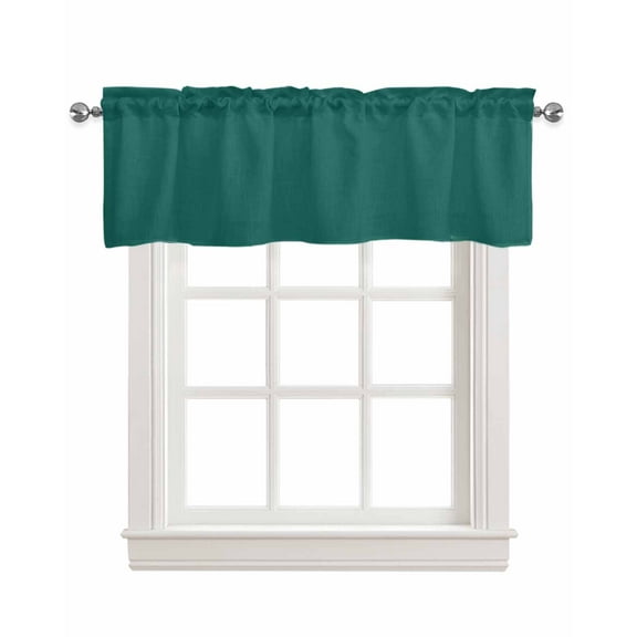 Green Linen Curtain Valance for Bedroom/Bathroom/Kitchen/Living/Dining Room Window,Luxurious Solid Pure Modern Minimalist Abstract Art Pocket Topper Drapes Decorative Cafe Drapery Panel 60"x18"
