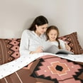 thumbnail image 5 of jejeloiu Boho Bohemain Geometric Full Size Comforter Sets,Vintage Aztec Geometric Bedding Comforter Set,Brown Stripes Lines Bedding Sets,Breathable Room Decorative Reversible,3-Piece, 5 of 8