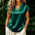 thumbnail image 6 of Babysbule Notch Neck Short Sleeve Blouse S-XXL Women's Casual Office Loose Fit Everyday Top, 6 of 9