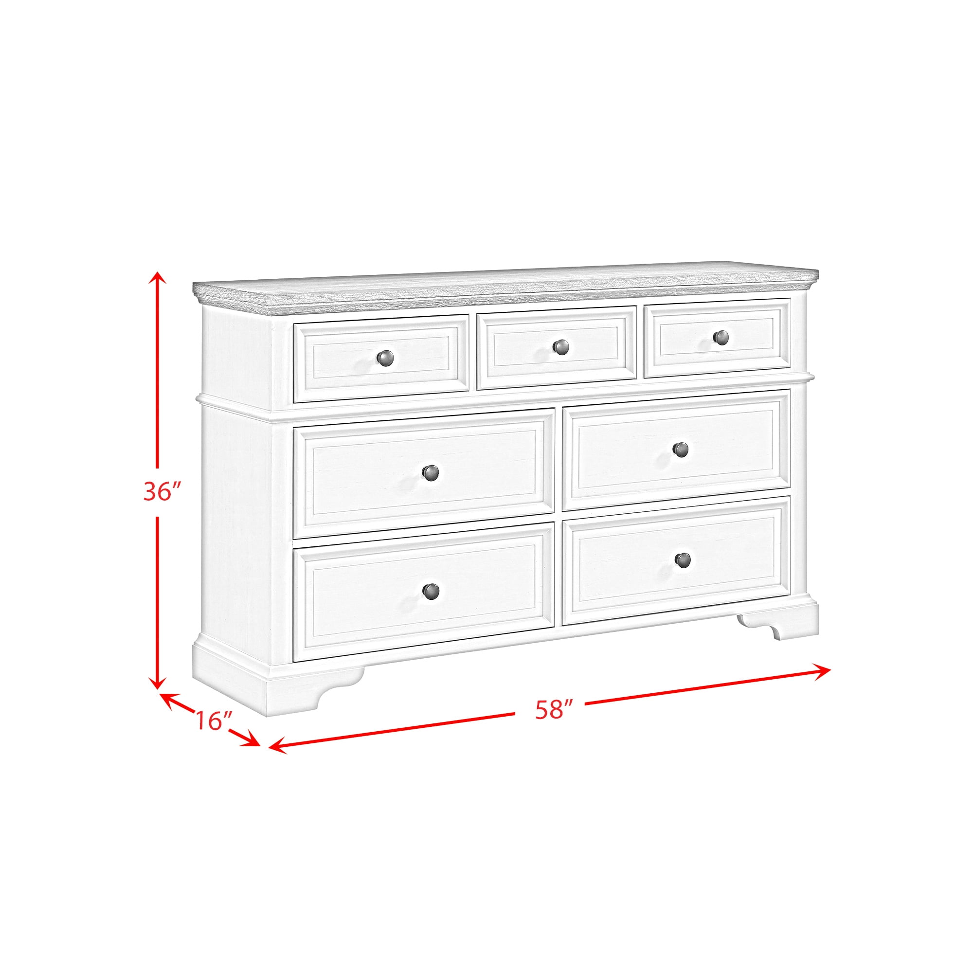 Picket House Furnishings Ulysses Youth 7-Drawer Dresser in Brown and White