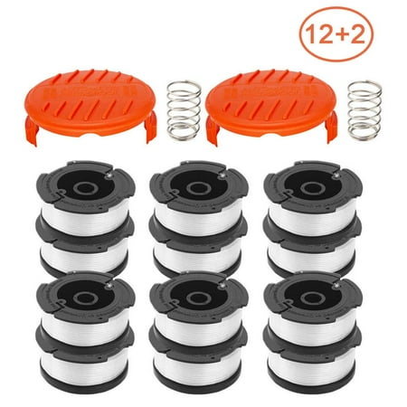 Jorlo 14 Pack Weed Eater Spools GH600 GH900 Compatible with Black and Decker AF-100 String Trimmer Edger, 30ft 0.065 inch Spool Refills Line Auto-Feed, RC-100-P Spool Cap Covers