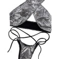 thumbnail image 4 of ZAXARRA Femmes Bikini Deux Pièces Costume Snakeskin Cross Licol Tops + String, 4 of 5