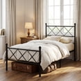 thumbnail image 2 of Zimtown Twin Bed Frame with Smart LED Light, Metal Platform Bed with Charging Station, Black, 2 of 9