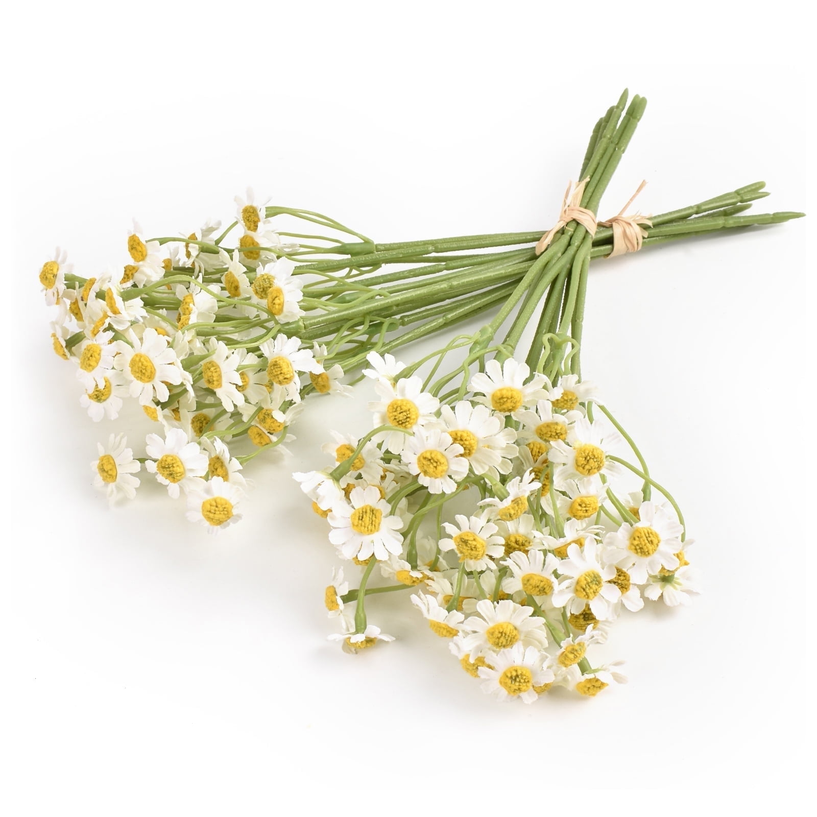HUIANER 2 Bundles Small Artificial Daisy Flowers Bouquet Faux Silk Tiny Daisy Flowers for Home Garden Vase Decor (White)