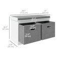 thumbnail image 3 of HOMCOM Shoe Bench with Cushion Seat, 2 Fabric Drawers for Entryway Hallway, 3 of 10