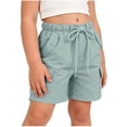 thumbnail image 4 of BXJX Boy's Cargo Shorts, Multiple Pockets Knee Length Relaxed Fit Elastic Waist Summer Shorts Light Blue Size 7-8 T, 4 of 8