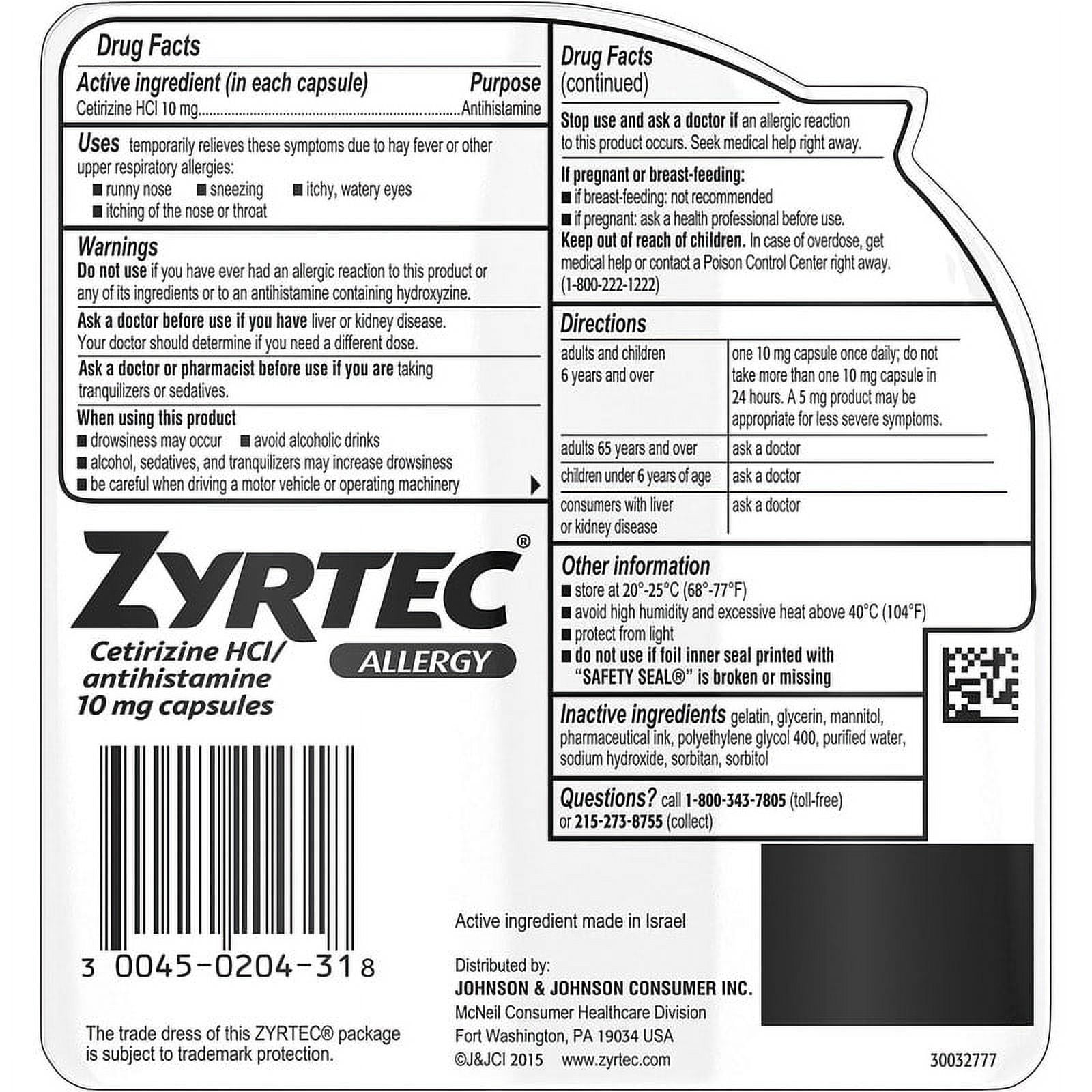 6 Pack - Zyrtec Allergy 10 mg Liquid Gels 12 ea