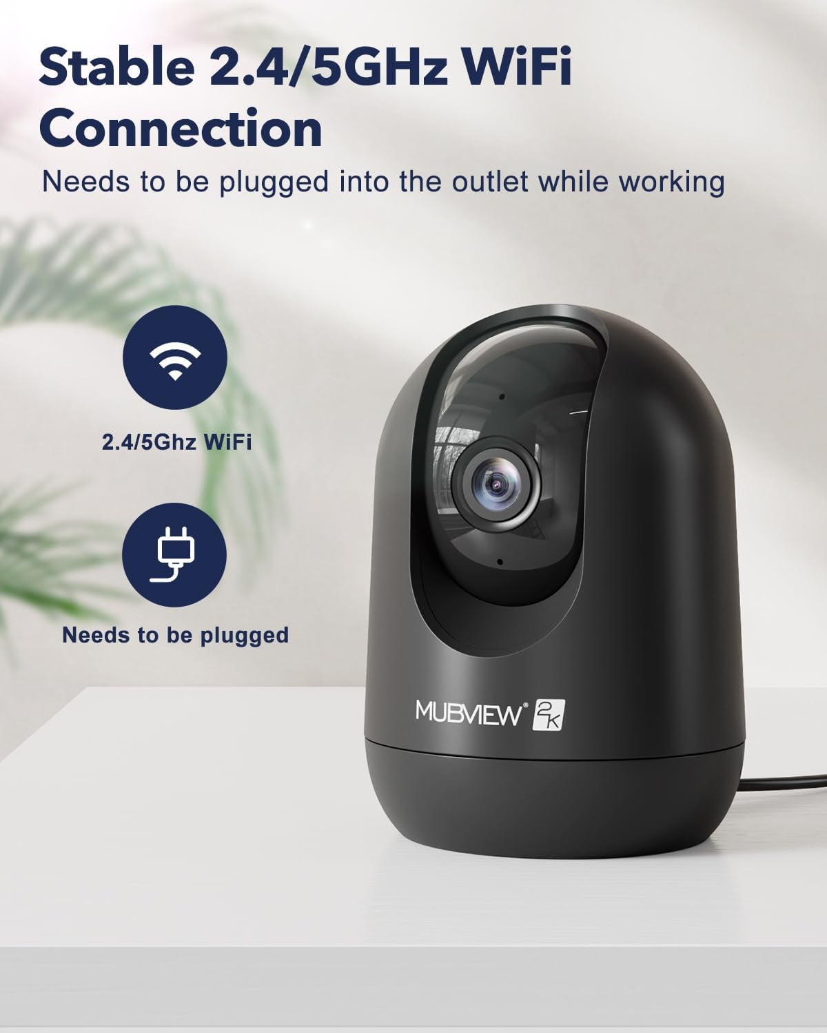 General Cameras for Home Security, Indoor Security Camera, 2.4/5GHz WiFi Wired Camera Ideal for Dog/Elder/Baby, Motion Tracking, Two-Way Audio, Pan Tilt, 7X24, 2K Night Vision