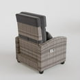 thumbnail image 3 of IdeaHouse Outdoor Reclining Chairs with Extended Footrest, Adjustable Rattan Patio Lounge with Flip-Up Table, 150° Lay-Flat Reclining Chair, Light Grey, 3 of 8