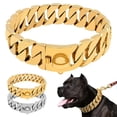 thumbnail image 2 of GKNET 32mm Gold Large Dog Bulldog Pet P Choke Chain Training Collars 24k Gold Plated-Gold-14inch, 2 of 8