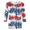 thumbnail image 4 of GERsome Womens 4th of July T-Shirts American Flag Patriotic Shirts Crewneck 3/4 Sleeve Loose Fit Summer Tops USA Flag Stars Stripes Graphic Tee S-5XL, 4 of 5