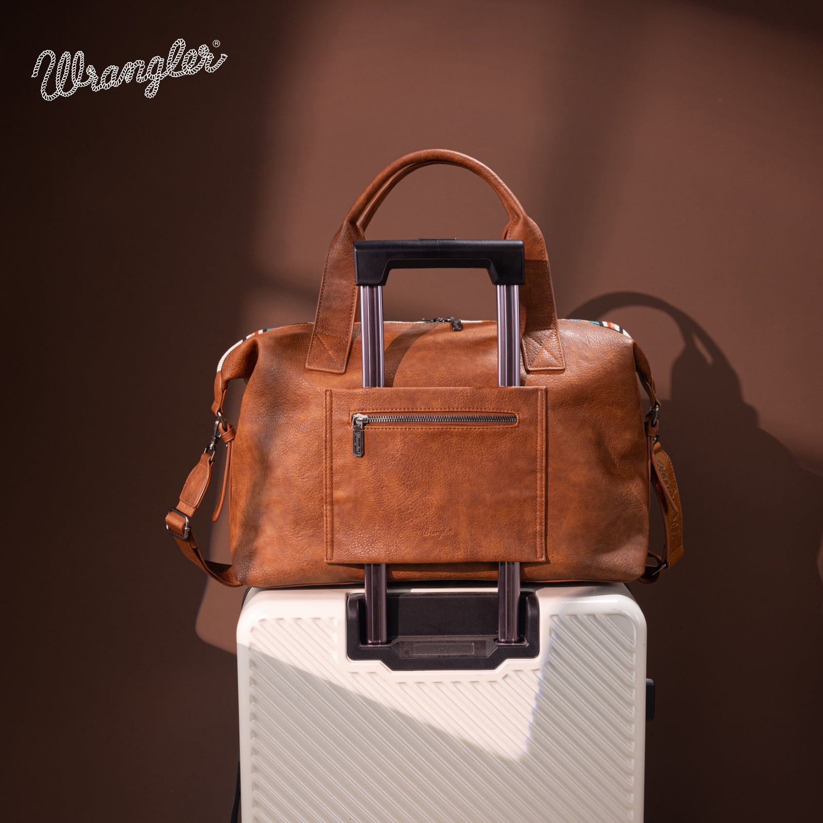 Wrangler Duffel Bag for Women Large Travel Weekender Bag Designer Aztec Carry On Bags Stylish, Aztec Beige