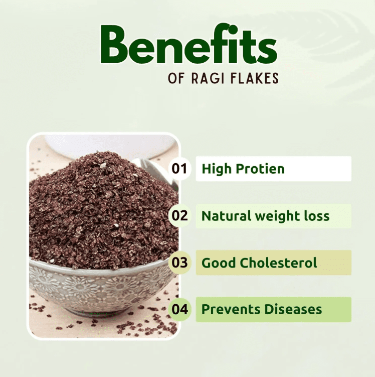 Danodia Foods Organic Finger Millet Flakes (Ragi) (2lbs/950g)– Crunchy Gluten-Free Cereal, High-Fiber & Protein-Packed, Non-GMO, Vegan, Resealable Pouch