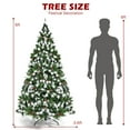 thumbnail image 4 of Costway Arbre de Noël Enneigé de 6 Pi Pré-Illuminé 818 Pointes avec Pommes de Pin et Baies Rouges avec 8 modes d'Éclairage, 4 of 10
