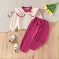 thumbnail image 2 of vigerkar Toddler Baby Girl Outfits Ribbed Sweater Top Long Sleeve Ruffle Shirt Flare Pants Set Fashion Clothes (Hot Pink, 5-6 Years), 2 of 5