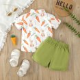 thumbnail image 2 of Easter Baby Boy Outfits Toddler Child Short Sleeve Rabbit Printed Shirts and Shorts Gentleman Trendy Casual Outfits Size 6-12 M, 2 of 5