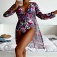thumbnail image 2 of Gibobby Bañador de una pieza Trajes de baño con estampado floral para mujer, traje de baño con escote en V profundo, traje de baño de 2 piezas para mujer(H,G), 2 of 4