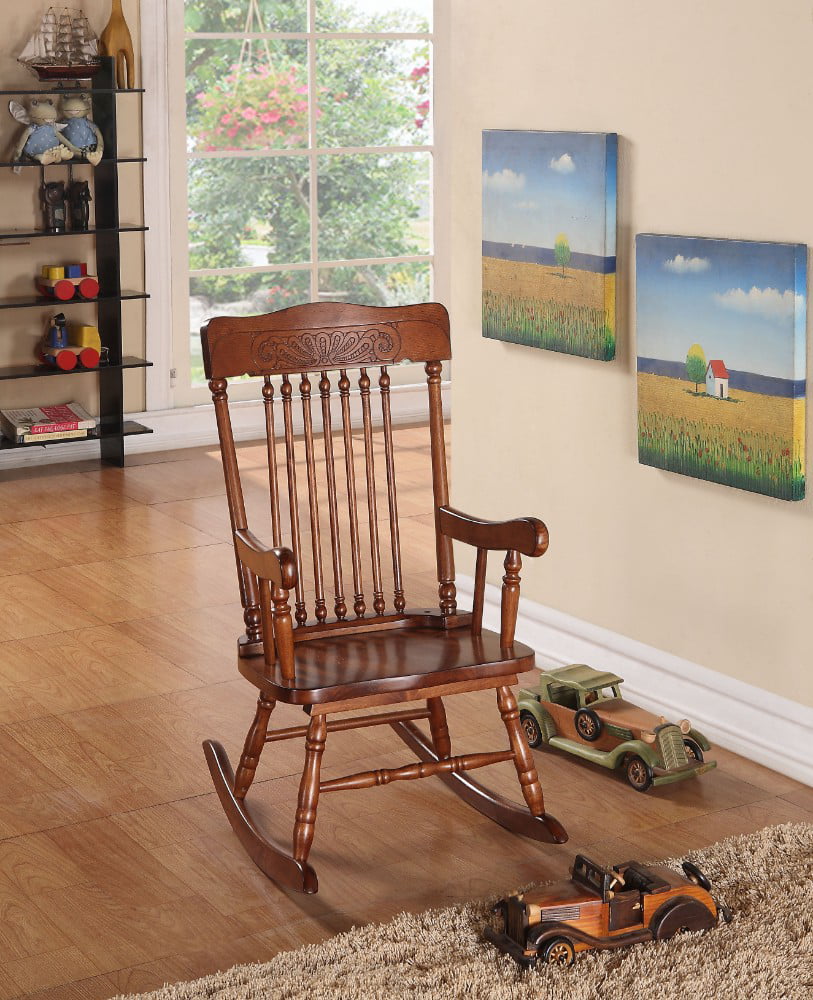 Sober Wooden Rocking Chair Tobacco Brown