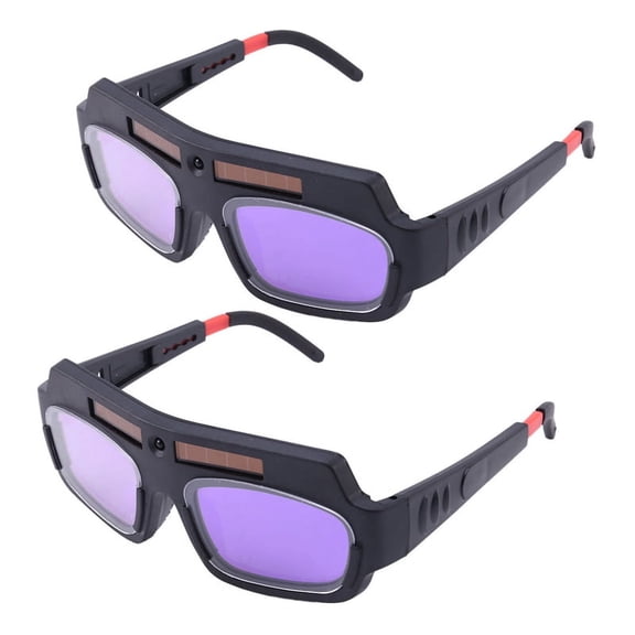 2pc Solar Powered Auto Darkening Welding Mask Helmet Goggles Welder Glasses Arc Anti-shock Lens For Eye Protection