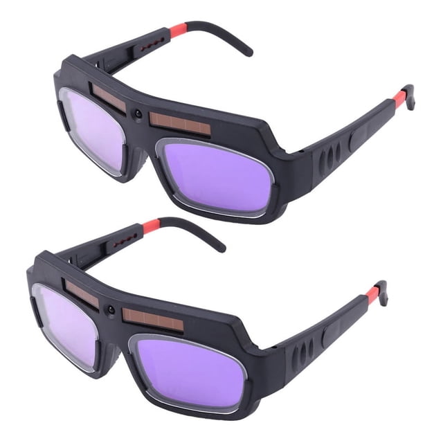 2pc Solar Powered Auto Darkening Welding Mask Helmet Goggles Welder Glasses Arc Anti-shock Lens For Eye Protection