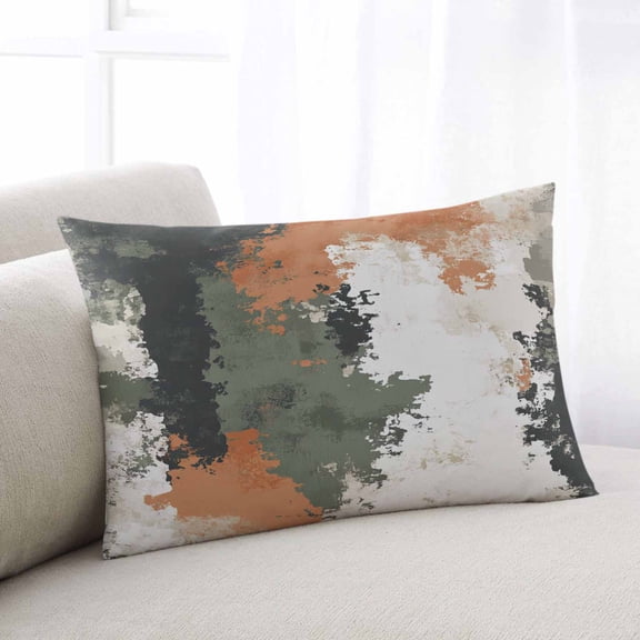Vintage Sage Green Orange Throw Pillow Covers, Modern Abstract Art Soft Breathable Pillow Cases with Invisible Zipper for Sleeping, Body Pillowcases for Couch Bed Sofa Chair 24x36 Inches