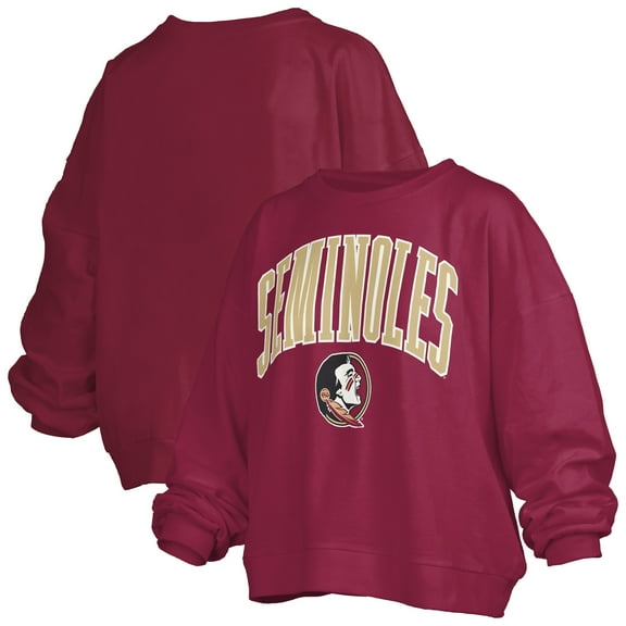 Women's Pressbox Garnet Florida State Seminoles Janise Arch Over Logo Waist Length Oversized Pullover Sweatshirt