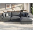 thumbnail image 3 of VanAcc Modular Sectional Sofa, 114" Down Filled Sectional Sofa, 4 Seats L Shaped Sofa with Chaise, Ottoman, Oversized Cloud Couch, Grey Linen, 3 of 5