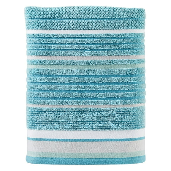 SKL Home Seabrook Stripe Bath Towel, Teal, 27" x 50"