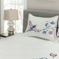 thumbnail image 2 of Ambesonne Vintage Quilted Coverlet 3 Pcs, Ivy Flowers Dragonflies, King Size, Green Purple and Blue, 2 of 4