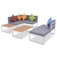 thumbnail image 2 of vidaXL 4 Piece Garden Lounge Set with Cushions Aluminium and WPC, 2 of 10