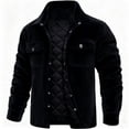 thumbnail image 2 of LTTVQM Corduroy Jacket for Men Heavyweight Padded Quilted Lined Jacket Snap Button Lapel Thick Coat Winter Thermal Outerwear Black 5XL, 2 of 4