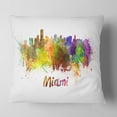 thumbnail image 2 of Designart Miami Skyline - Cityscape Throw Pillow - 16x16, 2 of 5