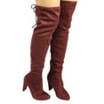 thumbnail image 6 of Wild Diva Lounge Amaya-01 Women's Over The Knee Tie Up High Block Heel Dress Boots, 6 of 8