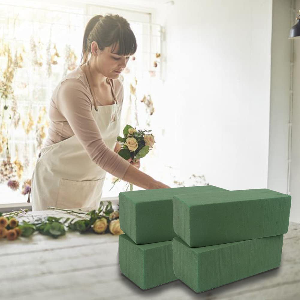 4 Pcs Floral Foam for Fresh and Artificial Flowers, Happon Wet and Dry  Floral Foam Blocks for Wedding Birthdays and Garden Decorations (Green) 