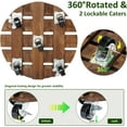 thumbnail image 3 of Yangbaga 12" Brown Wood Round Plant Caddies with 360 Lockable Caster Wheels (2 Count), 3 of 6