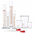 thumbnail image 1 of Superlele Juego De Cilindros Graduados De Vidrio De 10 Ml, 25 Ml, 50 Ml, 100 Ml, Juego De Vasos De Vidrio Grueso De 50 Ml, 100 Ml, 250 Ml Con 2 Goteros, 1 of 5