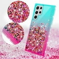 thumbnail image 3 of Samsung Galaxy S22 Ultra Case Liquid Quicksand Glitter Cute Phone Case Clear Bling Diamond Shock Protective Cover for Girls Women - Purple/Blue, 3 of 5