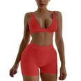 thumbnail image 4 of Gibobby Trajes de Entrenamiento para Mujer Moda mujer Casual Color sólido manga corta ropa deportiva traje 2PC conjuntos de chándal(RD1,XL), 4 of 5