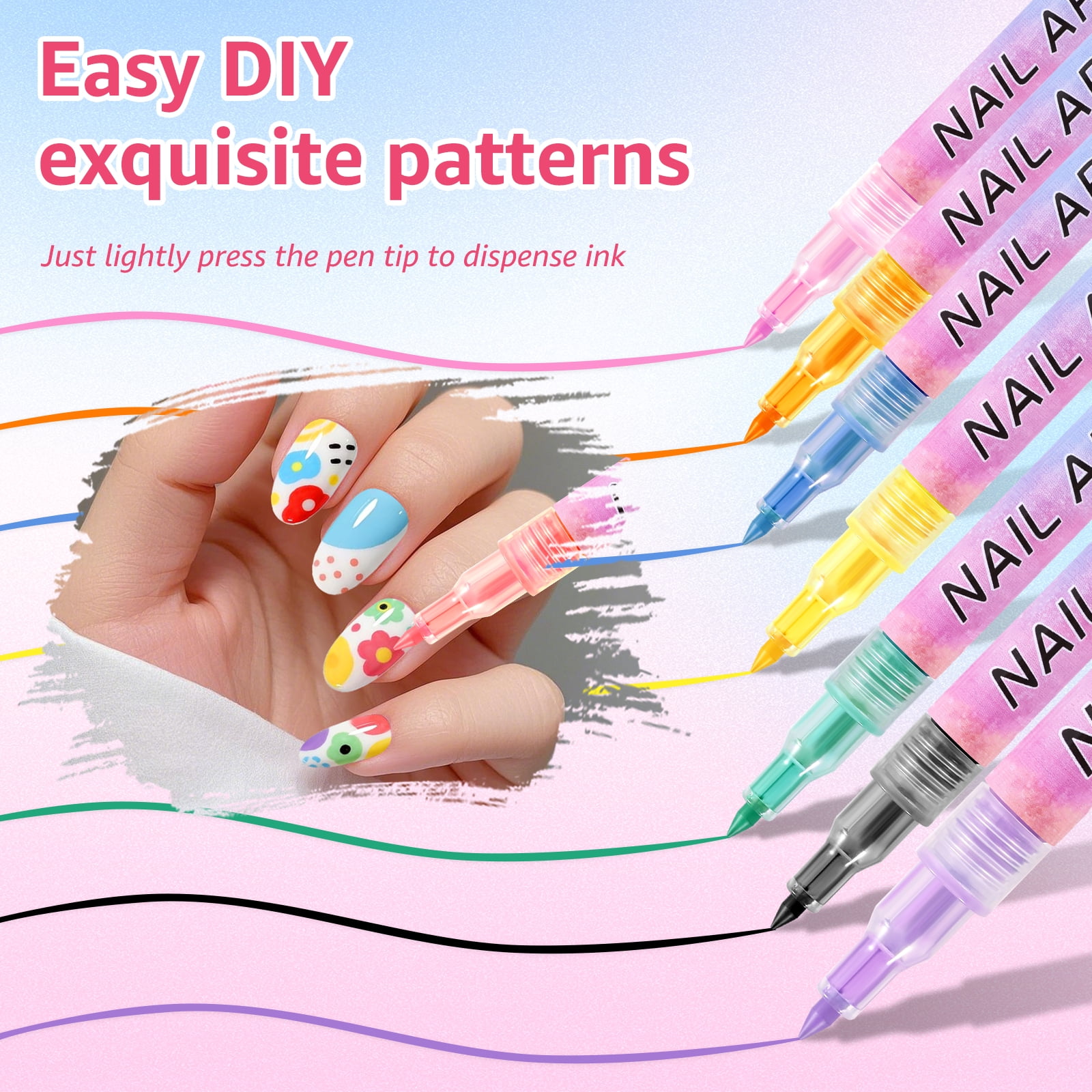 Vensio 24-Piece Nail Art Pens Set 12-Color Graffiti Dotting Markers Acrylic Paint Point Liners for DIY Manicure